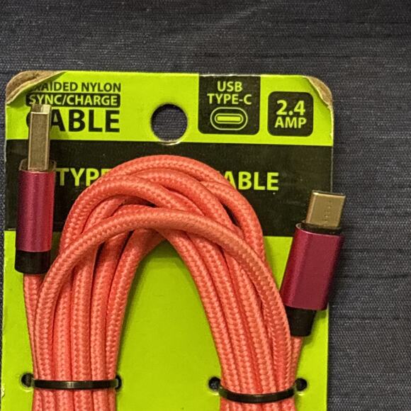 Gadget Gear 10 Foot 2.4 Amp Nylon Braided Micro USB Rapid Charge Cable- Pink - Picture 4 of 5